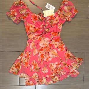 Vibrant Floral Mini Dress in Pink